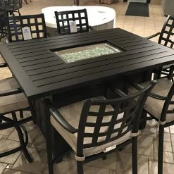 Hanamint Stratford Fire Pit High Dining Set Patio Dining Furniture