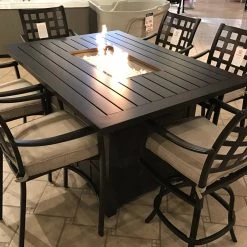 Hanamint Stratford Fire Pit High Dining Set Patio Dining Furniture