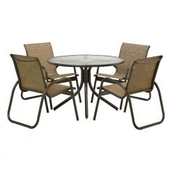 Telescope Casual Patio Dining Furniture 48" Round Glass Table