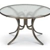 Telescope Casual 42" Glass Top Outdoor Round Table Patio Dining Furniture