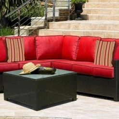 Chicago Wicker Canyon 4 Piece Wicker Sectional Seating Furniture