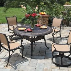 Hanamint Central Park Cast Aluminum Swivel Dining Chair Patio Dining Furniture