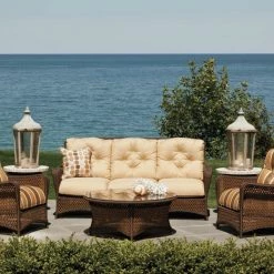 Lloyd Flanders Seating Furniture Grand Traverse Outdoor Wicker Oval Coffee Table