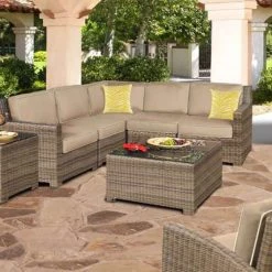 Chicago Wicker Seating Furniture Marina 5 Piece Wicker Sectional