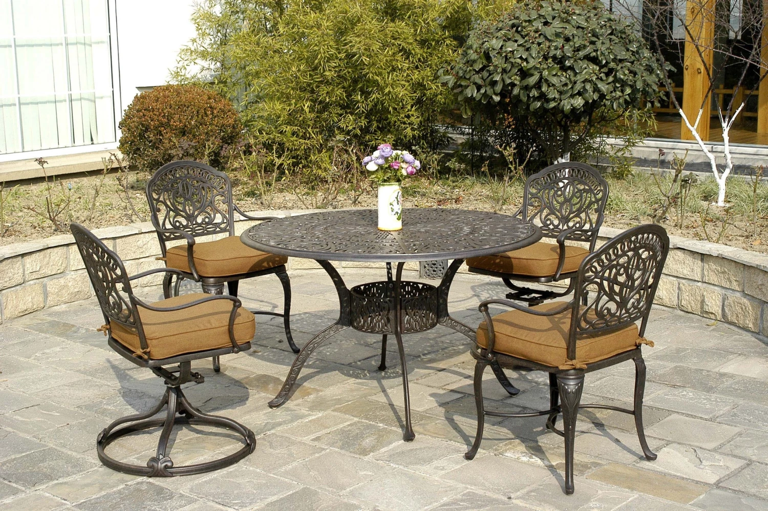 Hanamint Patio Dining Furniture Tuscany 48" Cast Aluminum Dining Table 2 Hanamint Patio Dining Furniture Tuscany 48" Cast Aluminum Dining Table