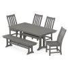 Patio Dining Furniture Polywood Vineyard 6 Piece Farmhouse W/ Bench
